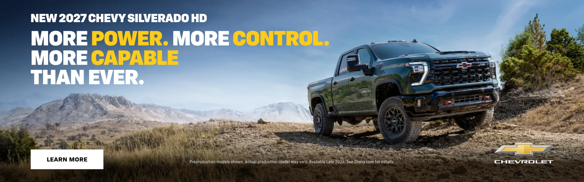 NEW 2027 CHEVY SILVERADO HD. More power. More control. More capable than ever.